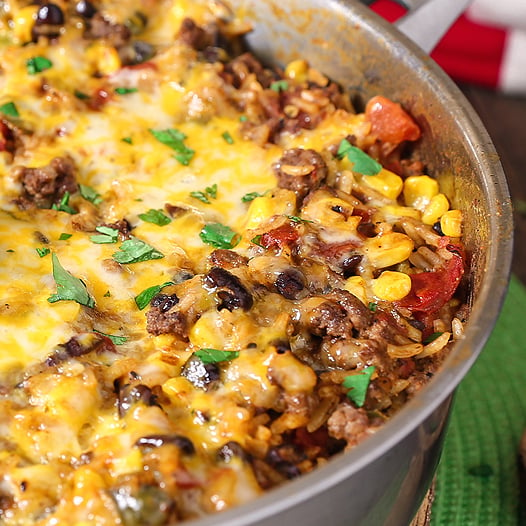 Mexican dinner in a skillet.