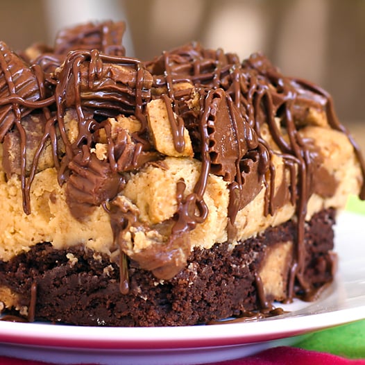 cut piece of brownie on a plate