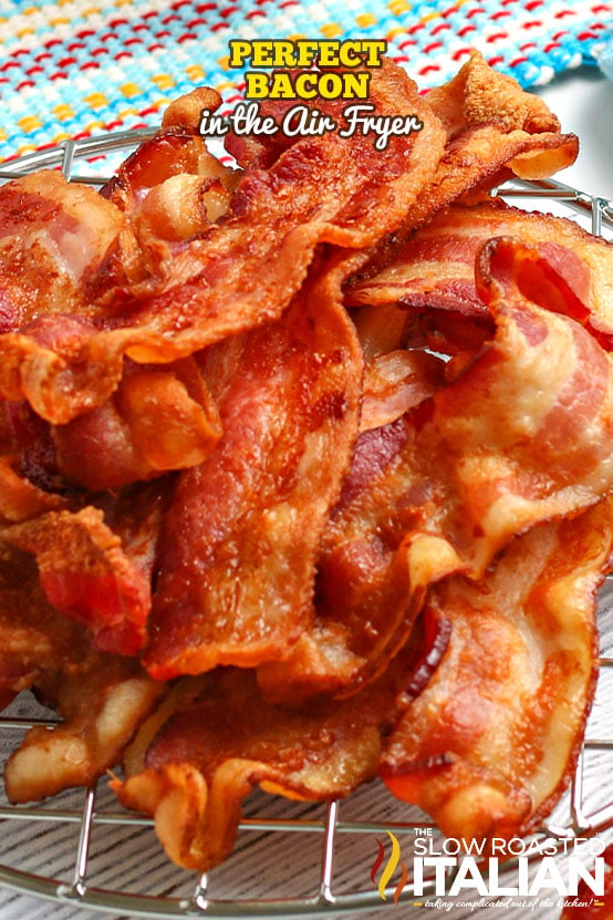 titled collage for air fryer bacon