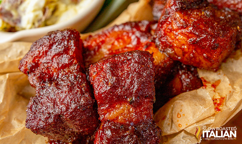 pork belly burnt ends closeup