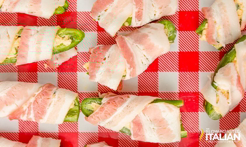 jalapeno poppers stuffed and wrapped with bacon