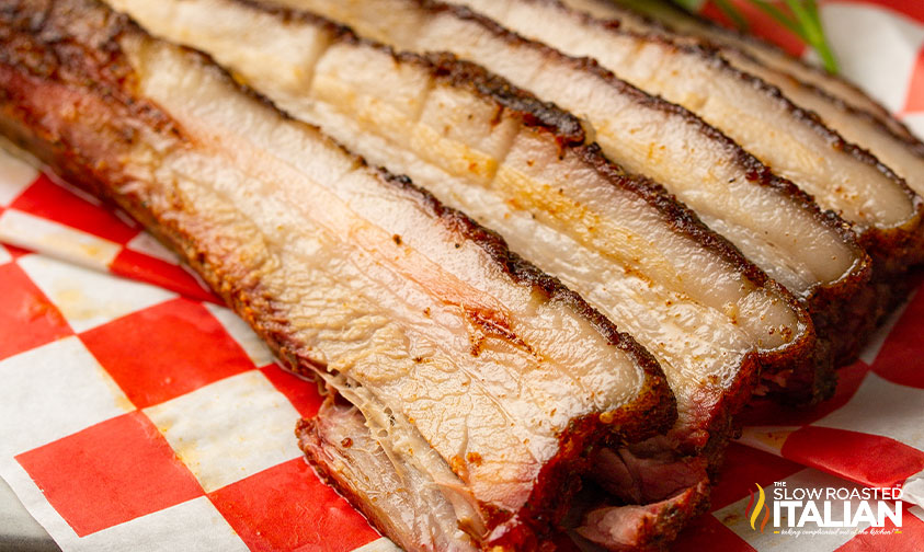 juicy slices of smoked meat