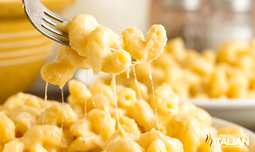 spicy macaroni and cheese, close up