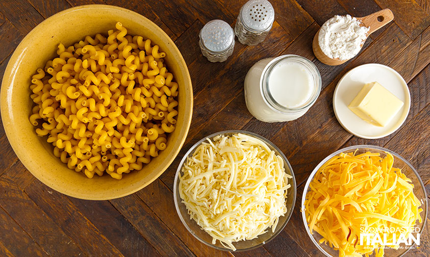 spicy mac and cheese ingredients and spices to add to mac and cheese in bowl