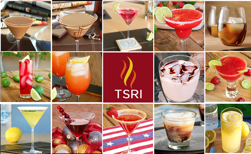 collage of valentine dessert cocktails