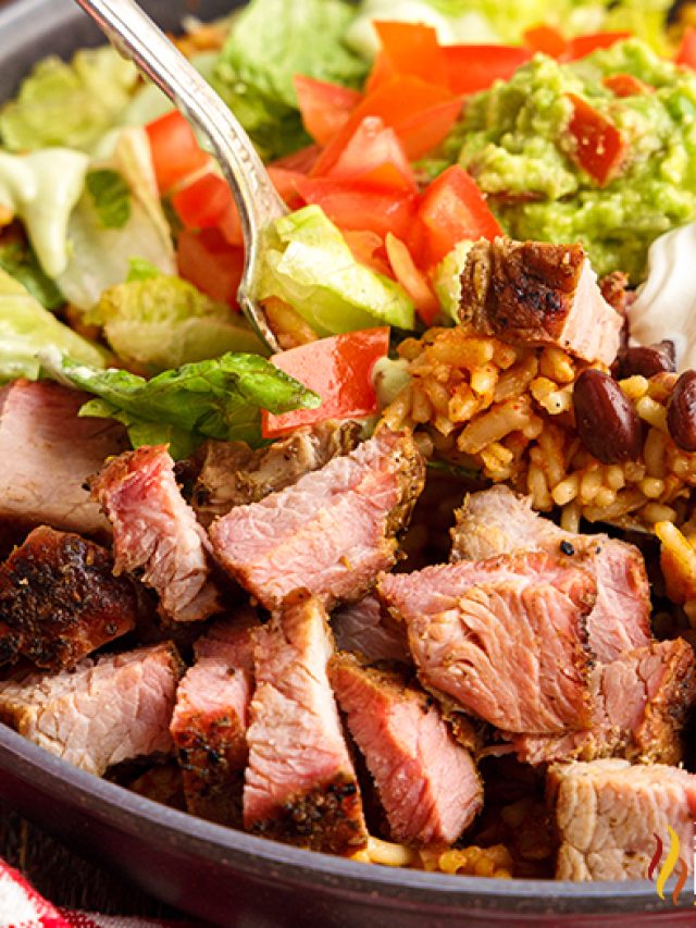close up of taco bell power bowl