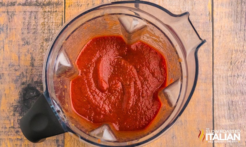 blended simple pasta sauce in blender