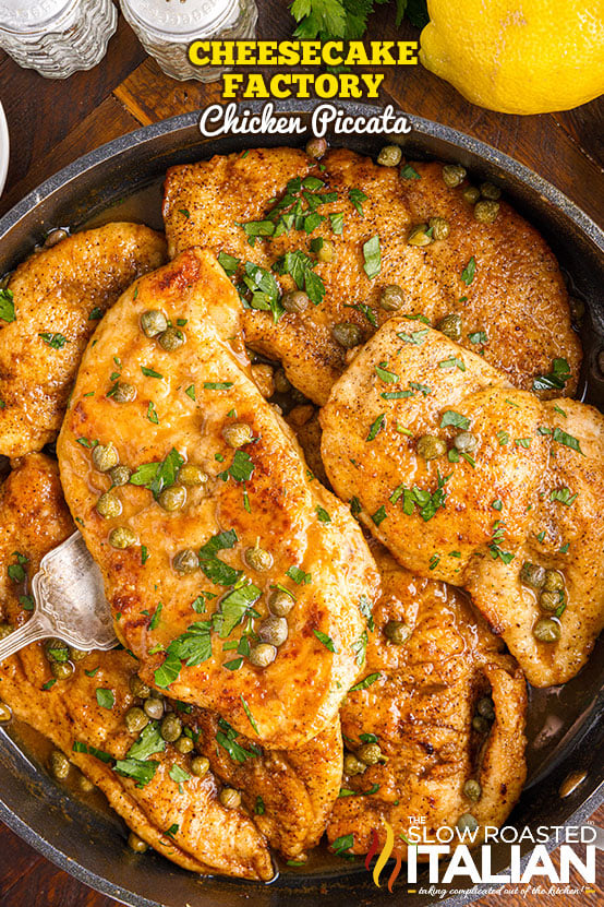 completed chicken piccata recipe in large skillet