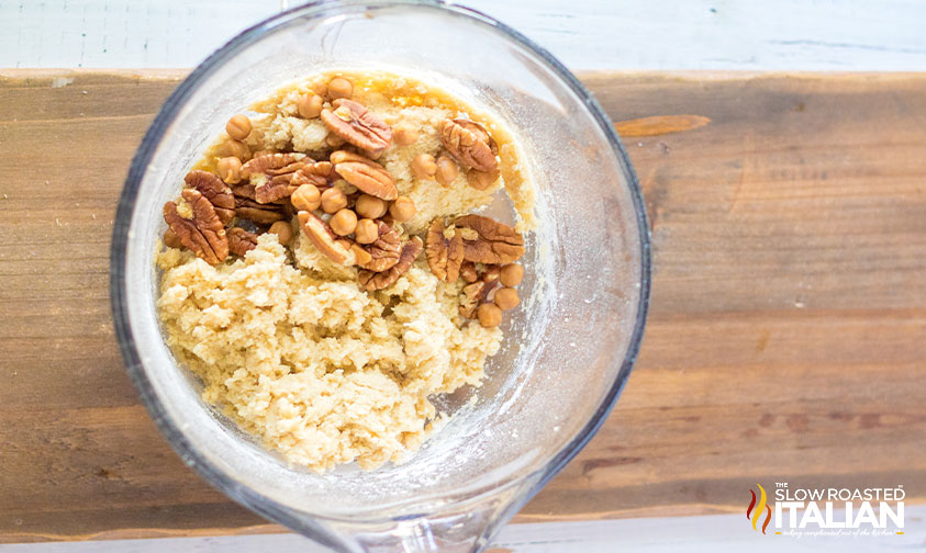 ingredients for air fryer cookies in large measuring cup