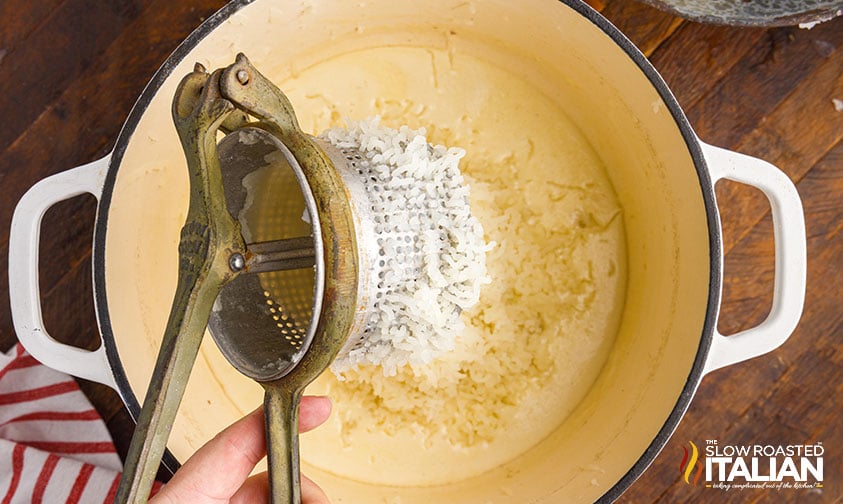 using a potato ricer for creamiest mashed potatoes