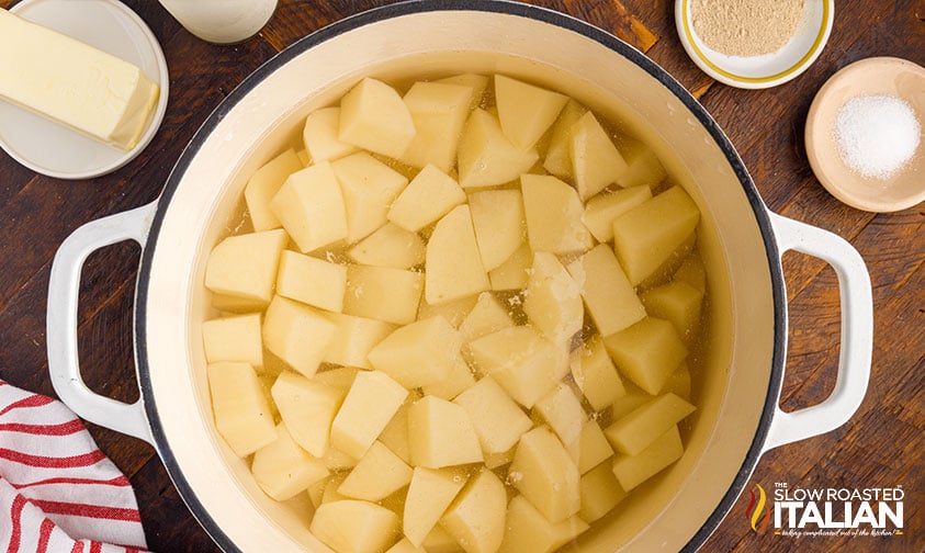 boiled potatoes in pot