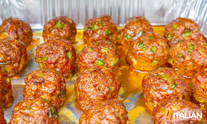 smoked meatballs in aluminum pan