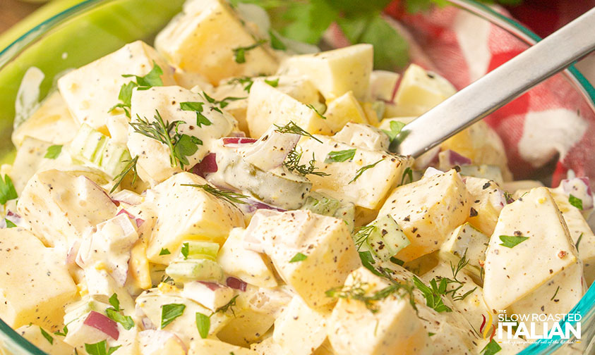 spoonful of smoked potato salad