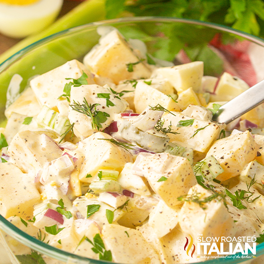 smoked potato salad closeup