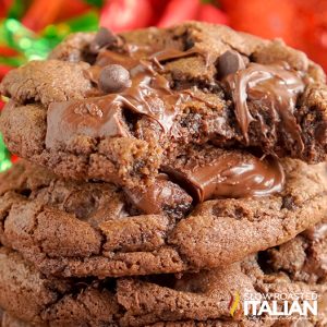 triple chocolate cookies closeup