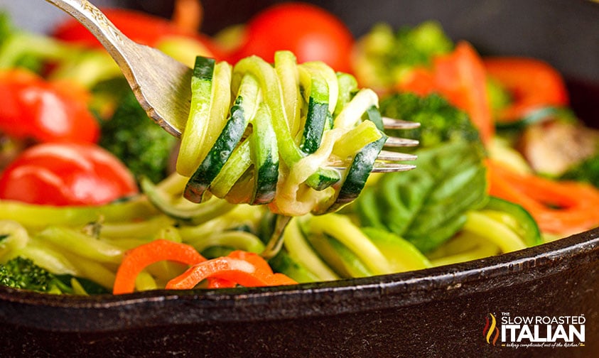 olive garden zoodles wound around fork