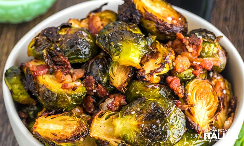 bacon brussel sprouts in a bowl.