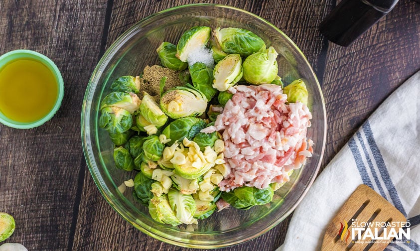 healthy brussel sprouts recipe in bowl.