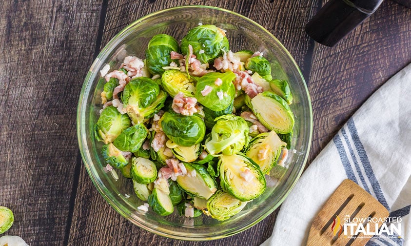 bacon brussel sprouts mixed ingredients.