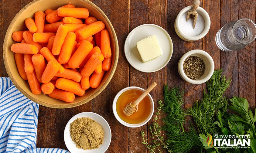 ingredients for baby carrots recipe.