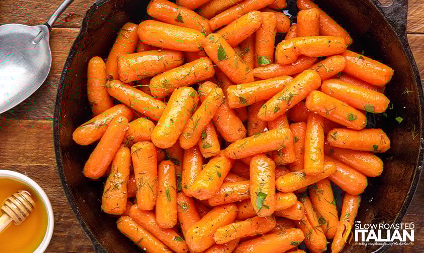 carrot side dish in skillet.