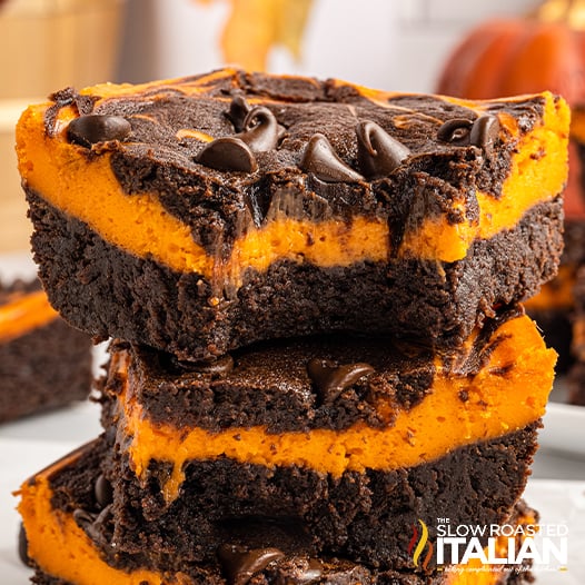 halloween brownies stacked.