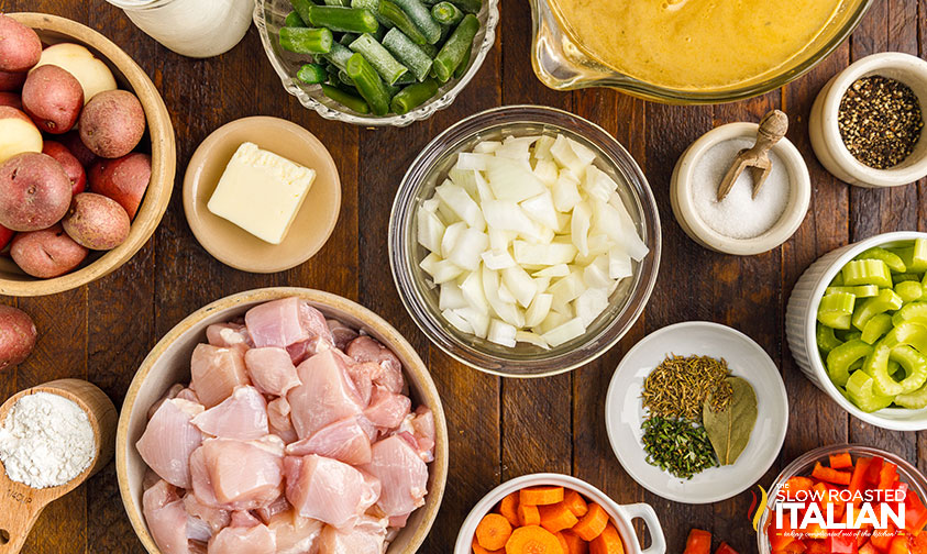 ingredients for chicken stew.