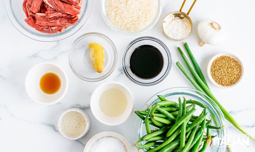 ingredients for stir fried beef.