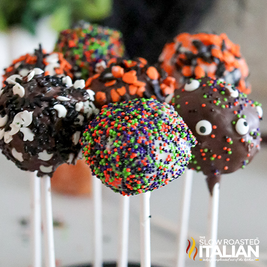 donut hole cake pops closeup.