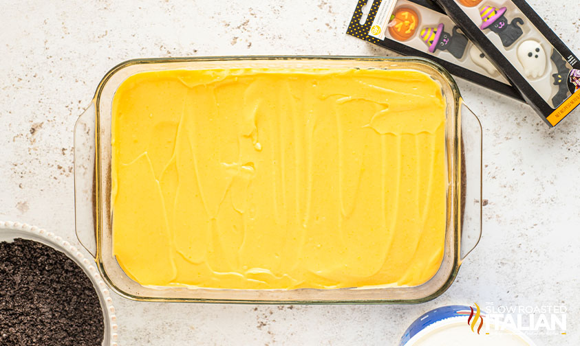 lush recipe pudding layer in baking dish