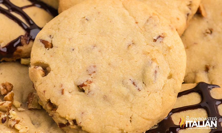 pecan shortbread cookies closeup