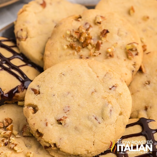 pecan sandies cookies closeup.