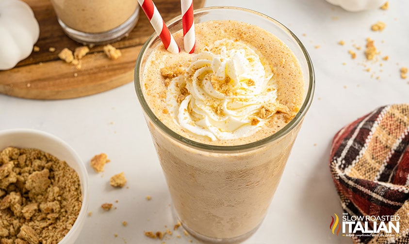 glass of pumpkin milkshake.