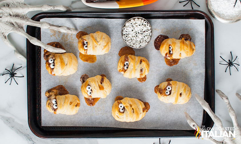 baked stuffed crescent roll mummies.