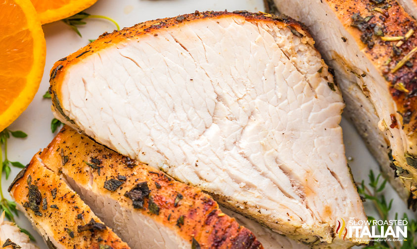 sliced air fried turkey breast.