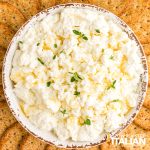 fresh ricotta cheese in a bowl.