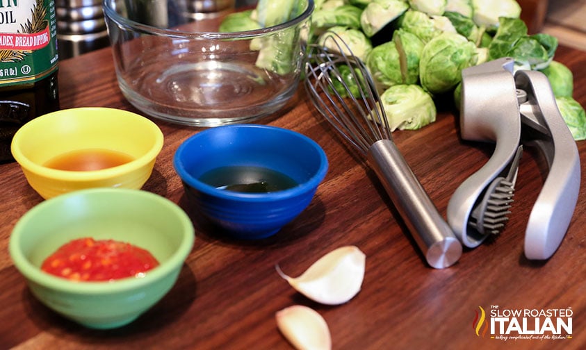 pan fried Brussel sprouts ingredients.