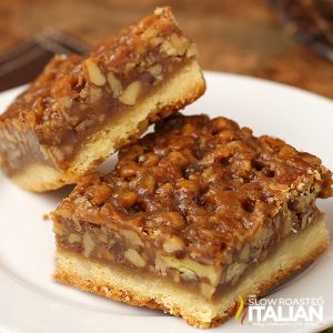 pecan bars closeup.