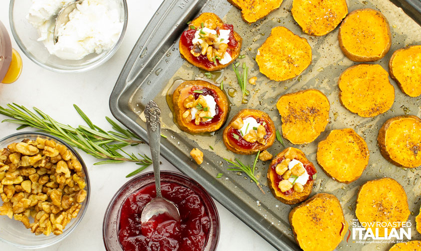 sweet potato rounds with topping.