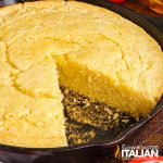 sweet skillet cornbread closeup.