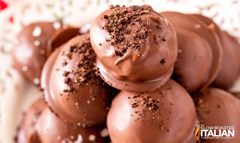 stack of oreo truffles.