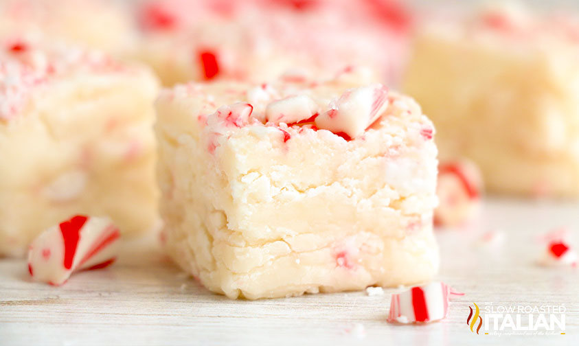 piece of peppermint white chocolate fudge