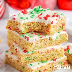 Christmas Cookie Bars close up.