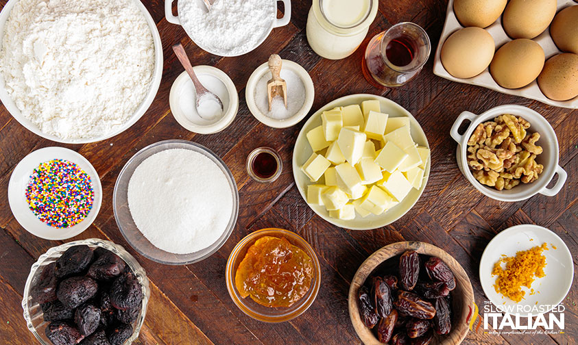 Italian fig cookie ingredients.