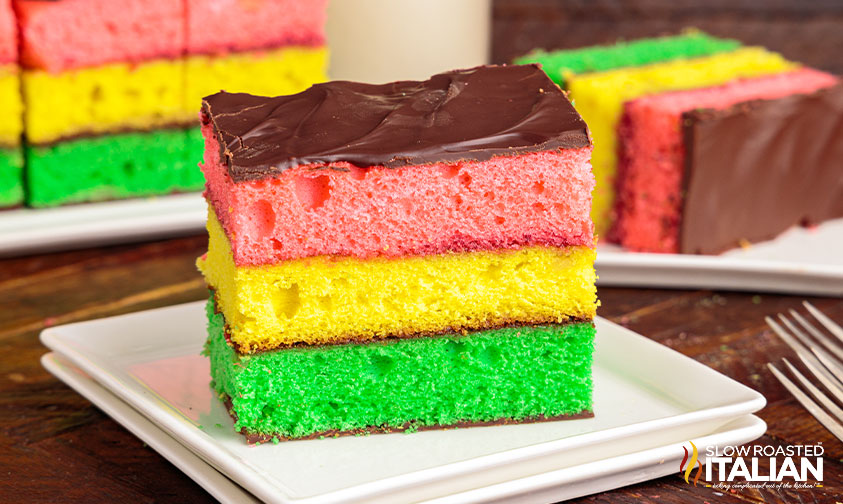 slice of italian rainbow cake.