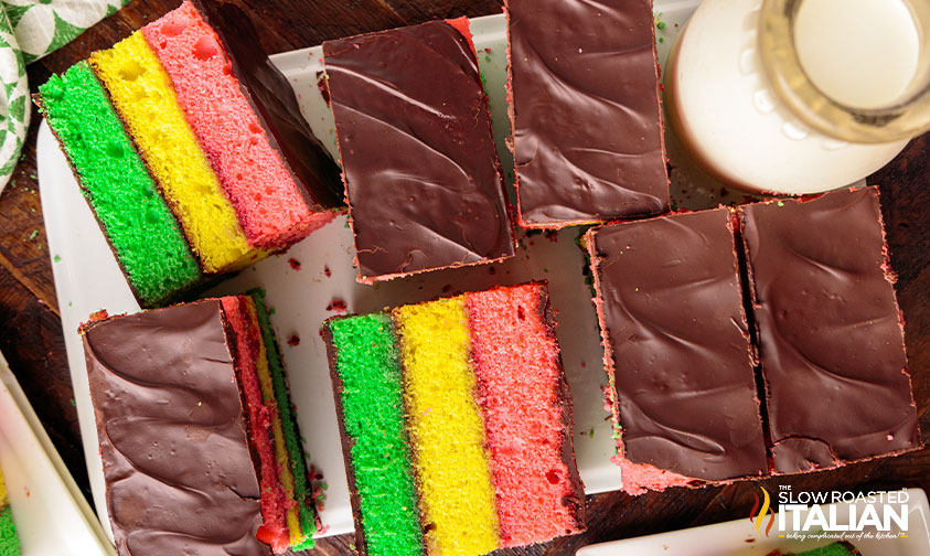 top view of italian rainbow cookies