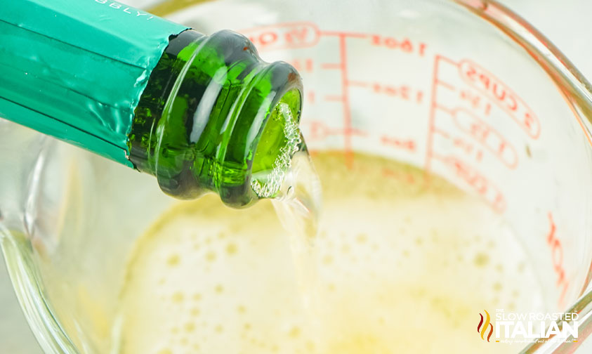 pouring champagne in jello