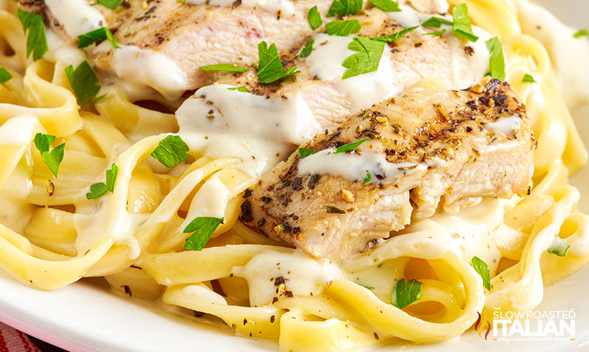 chicken alfredo on plate