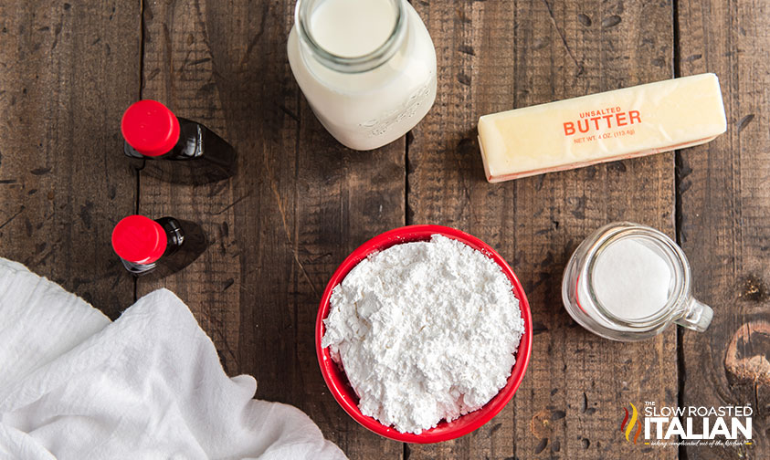ingredients for sugar cookie frosting.