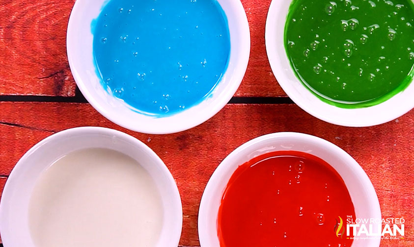 colored sugar cookie icing.